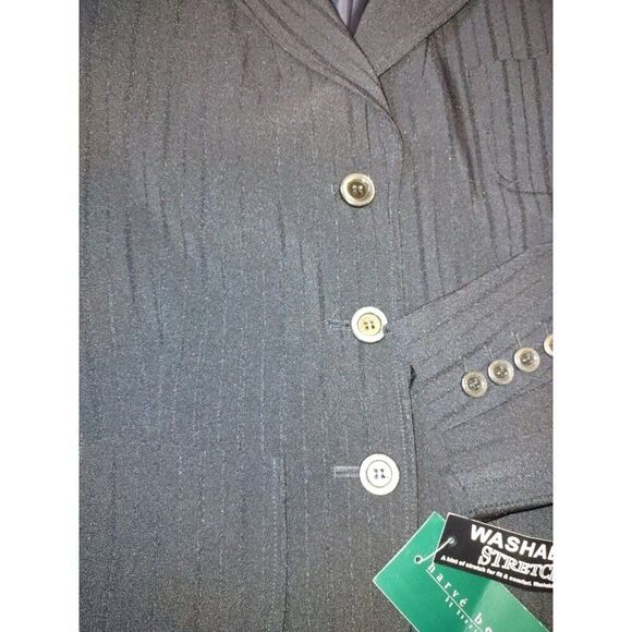 5/$25 NWT Sz 10 Vintage Women’s Black On Black Striped Blazer Stretch - Picture 6 of 9
